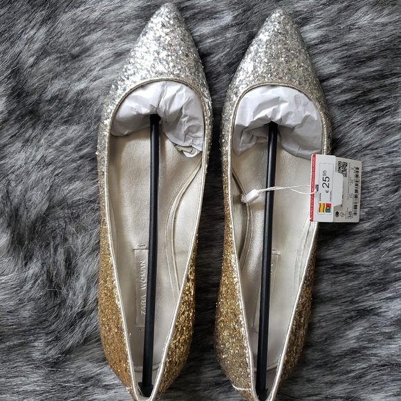 Zara Gold Ombre' Glitter Flats - Picture 3 of 7